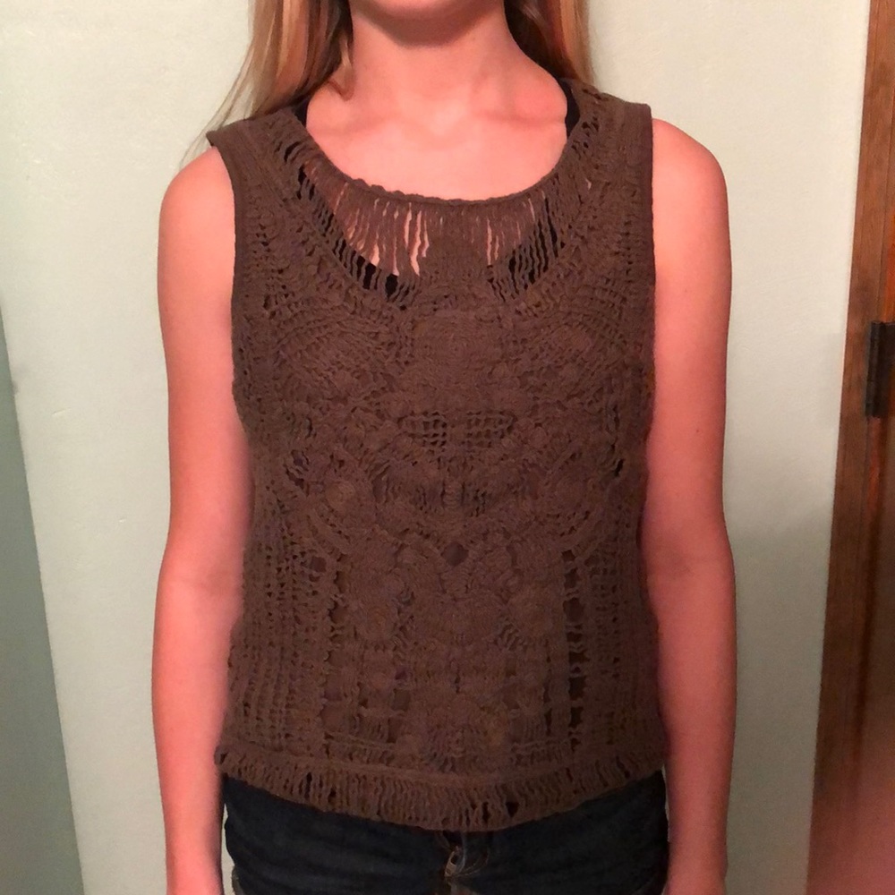 Green tank top with knitted front